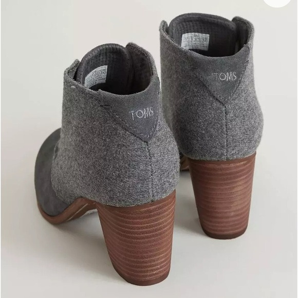 Toms Lunata‎ Grey Suede Block Heeled Lace-Up Booties 9.5 - Picture 2 of 8